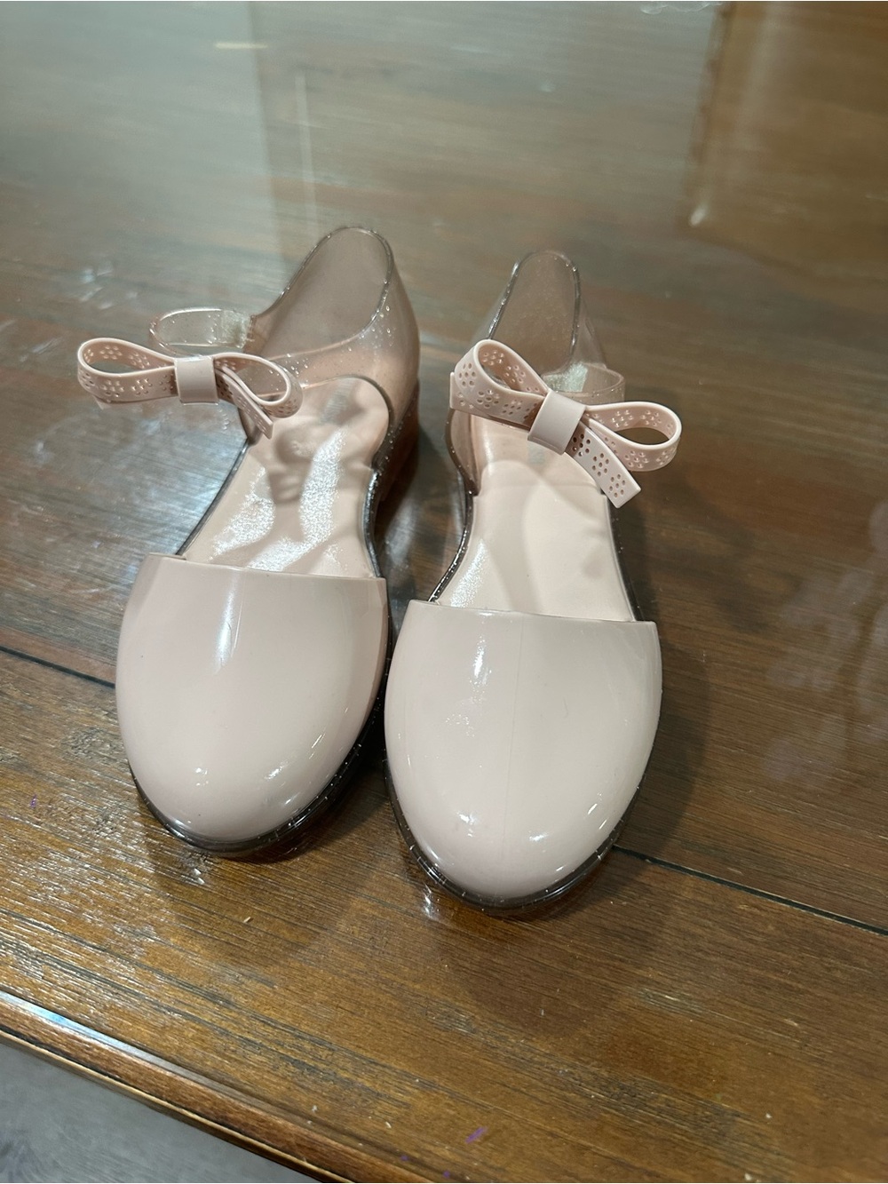 Mini Melissa Pink Bow Mary Jane Jelly Shoes Size 3Y  Girls